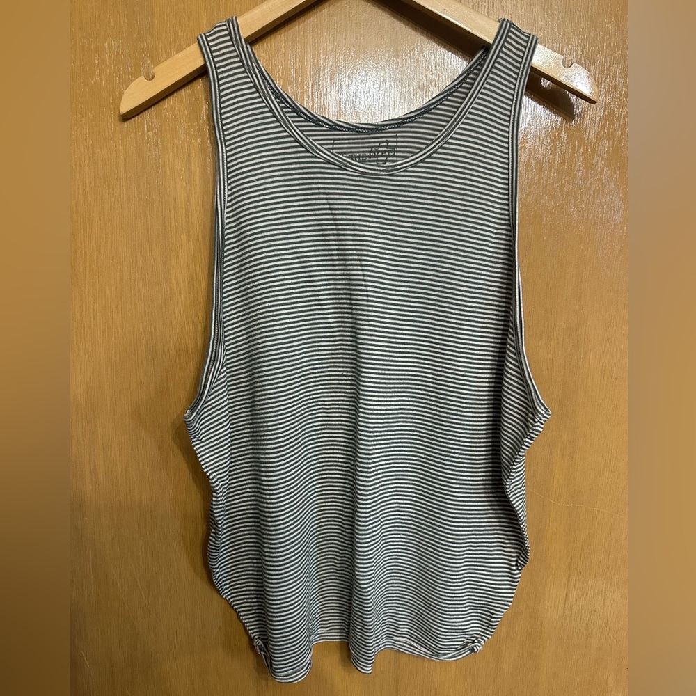 We The Free Green/White Striped Tank Top